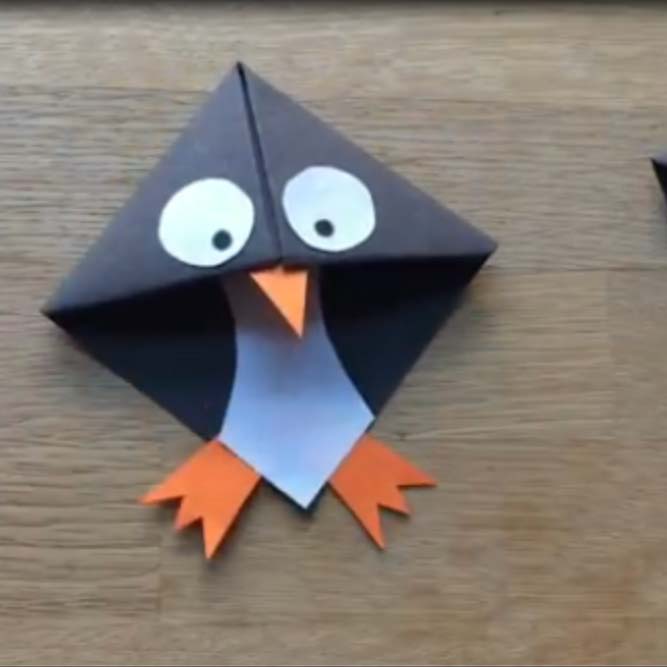 اوریگامی بوکمارک پنگوئن اوریگامی بوکمارک پنگوئن