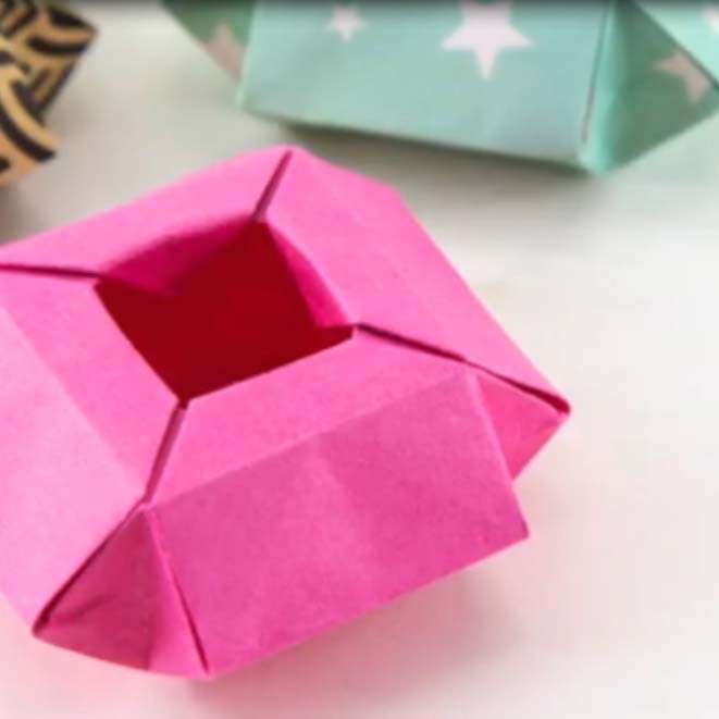 اوریگامی جعبه دکوری اوریگامی ساده و زیبا برای کودکان